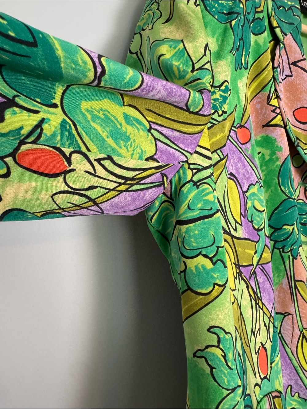 Louis Féraud 100% Silk Botanical Floral Blazer Jacket Art to Wear Vintage Luxe - Picture 12 of 16